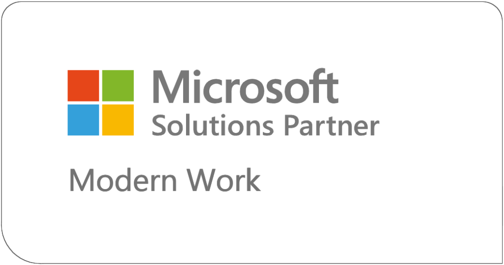 Microsoft Solutions Partner logo with Modern Work written underneath.